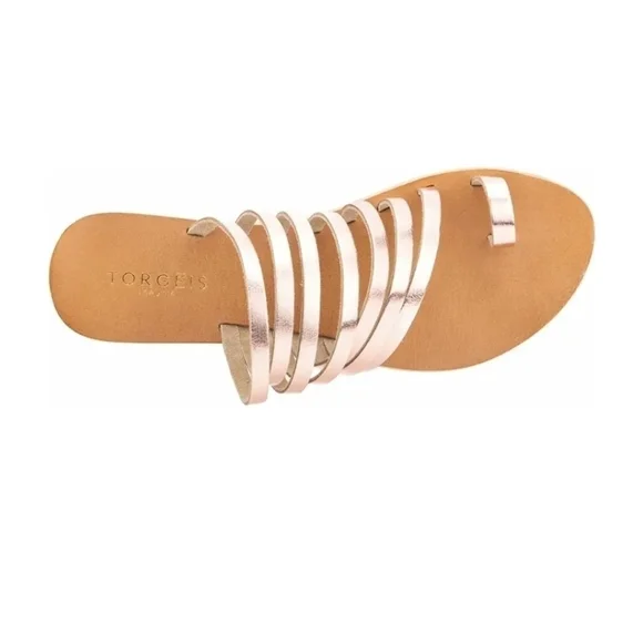 Gold color Multi Crossed Toe Loop Sandal - Picture 7 of 11